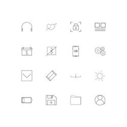 user interface simple linear icons set outlined vector image
