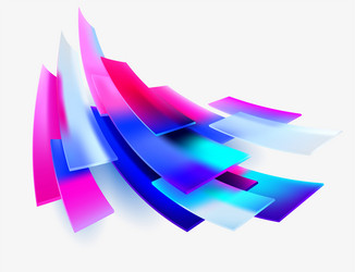 3d color squares and rectangles in glass morphism vector image