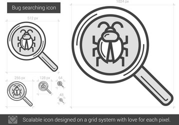 Bug searching line icon vector