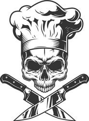 Chef Skull with Crossed Knives Vector Image