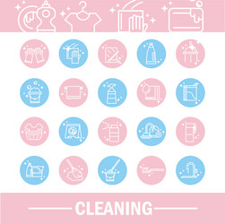 Cleaning domestic hygiene icons set vector