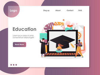 Education website landing page design vector