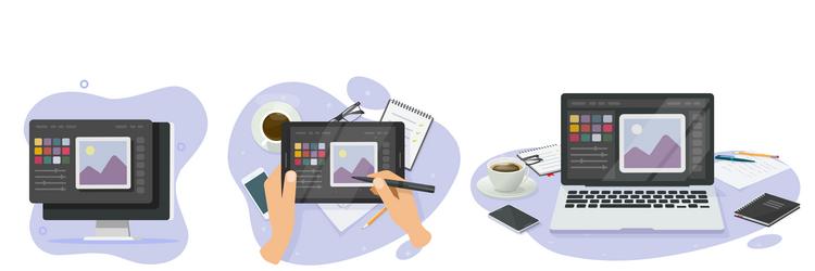 graphic image editor on computer icon 3d tablet vector image