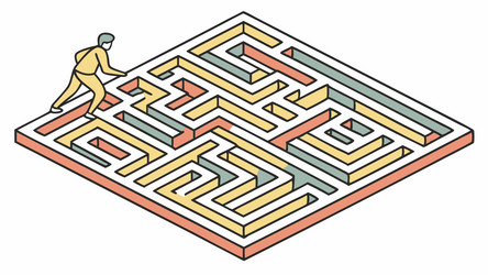 isometric maze puzzle with person navigating vector image