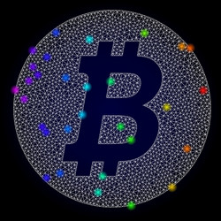 wire frame mesh bitcoin coin with spectrum vector image