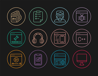 set line computer monitor screen software hacker vector image