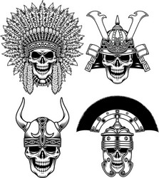 Warrior Skull Collection Vector Image