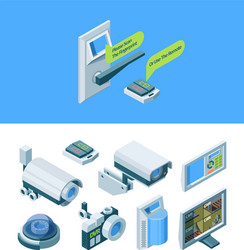 Camera security smart isometric set modern vector