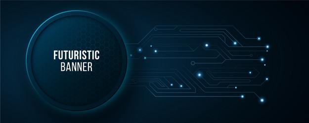 high tech banner with computer circuit modern vector image