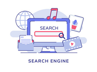 search engine concept ui magnifier on display vector image