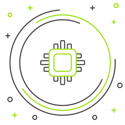 line computer processor with microcircuits cpu vector image