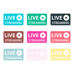 set of live streaming icon stream button design vector image