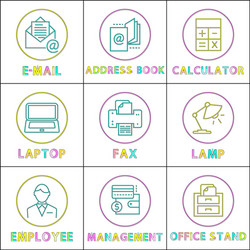 Worktime and office management rounded line glyph vector