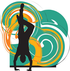 breakdancer dancing on hand stand vector