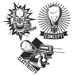 set vintage electrical emblems Vector Image