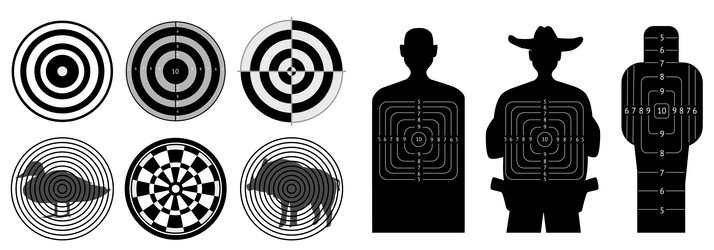 black silhouette targets crosshair shapes vector