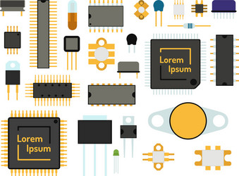 computer chip technology processor circuit vector image