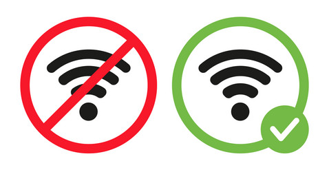 Allowed and forbidden wifi signs flat vector