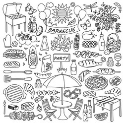 Barbecue party doodle set Royalty Free Vector Image