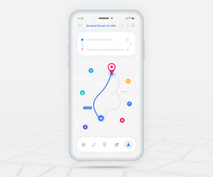 Map gps navigation app ux ui concept mobile vector