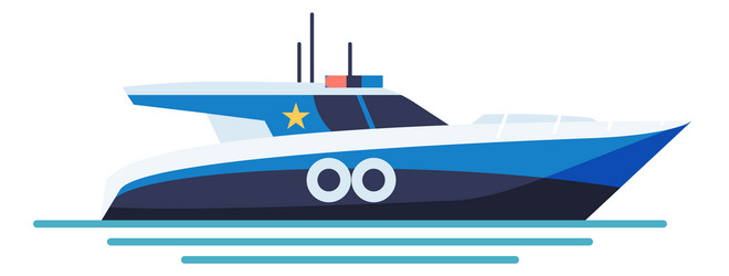 Speed boat icon nautical patrol ship water vector