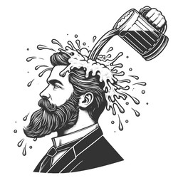 beer poured on head engraving Vector Image
