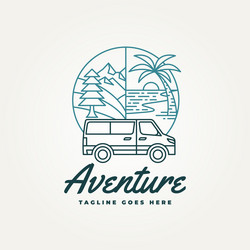 camper van caravan line art icon logo design Vector Image