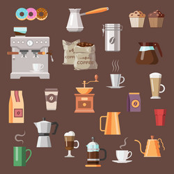 Coffee icon set color vector