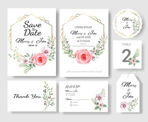 Floral Wedding Save the Date & RSVP Cards Vector Image