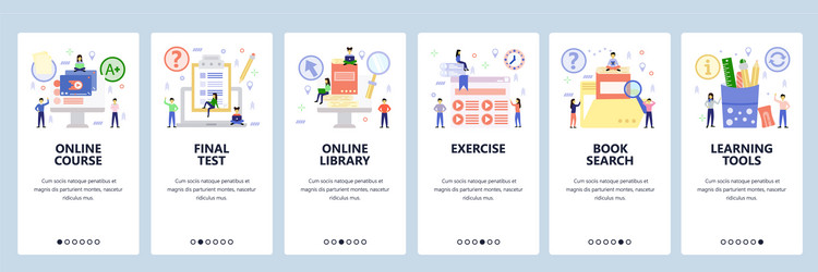 Mobile app onboarding screens online education vector