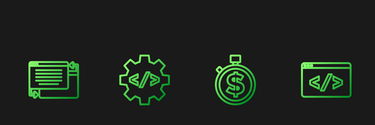 set line time is money ui or ux design front end vector image