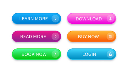 set modern buttons for website vector image