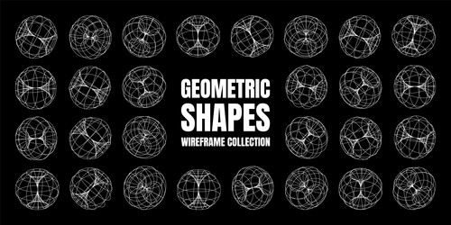 wireframe lined shapes perspective mesh 3d grid vector image