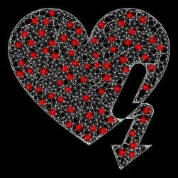 Bright web net love heart strike with lightspots vector