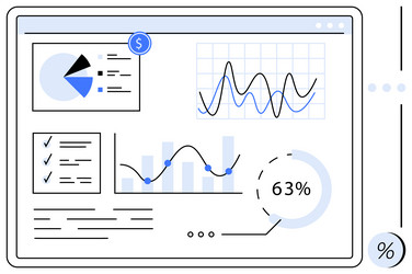 digital dashboard with graphs charts vector image