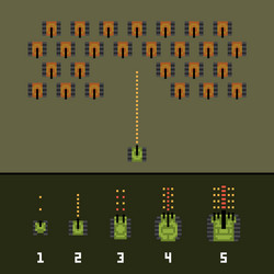 Pixel art style war and tank game upgrades vector