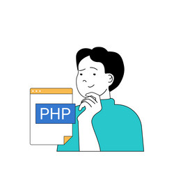 programming concept with cartoon people in flat vector image