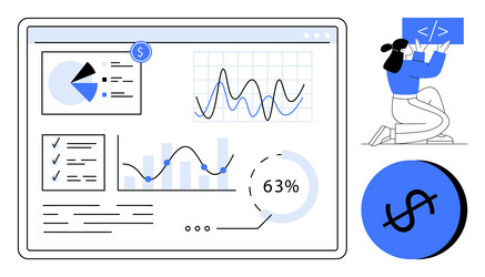 data analytics dashboard with financial metrics vector image