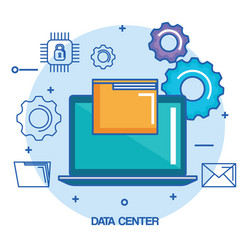 Data center laptop computer file document system vector