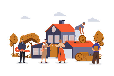 mortgage concept with character scene for web vector