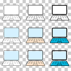 set of laptop flat web icon notebook computer vector image