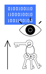 cybersecurity concepts with binary code eye keys vector image