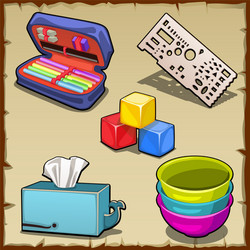 five image set and tools of the first grader vector image