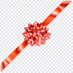 Red bow with diagonally ribbon Royalty Free Vector Image