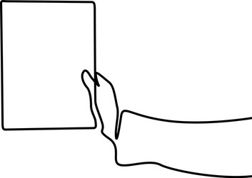 Continuous line drawing hand holding a blank a4 Vector Image