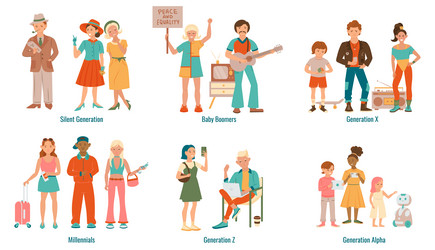 People generations flat infographics Royalty Free Vector