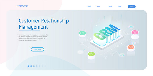 isometric crm web banner customer relationship vector