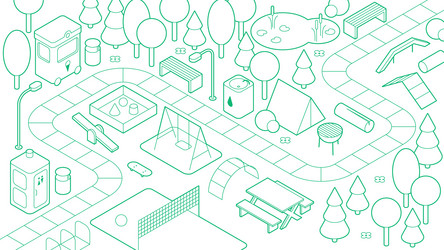 isometric park outline vector