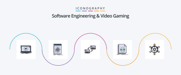 software engineering and video gaming line filled vector