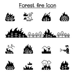 Forest fire wildfire icons set graphic design vector